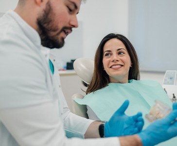 Woman smiling at the dentist