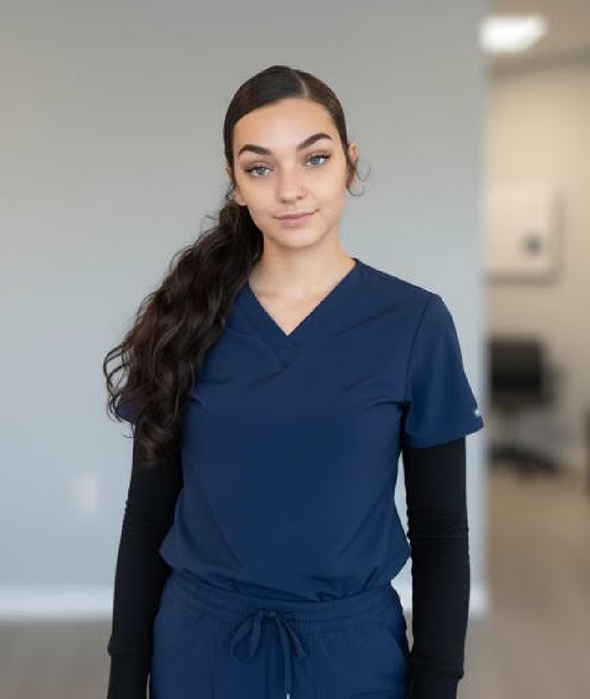 Dentist showing patient X-ray of their teeth